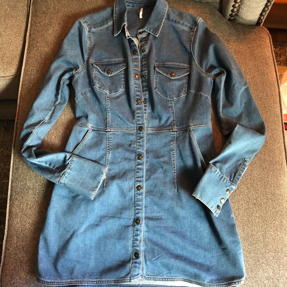 Free people button down denim dress.